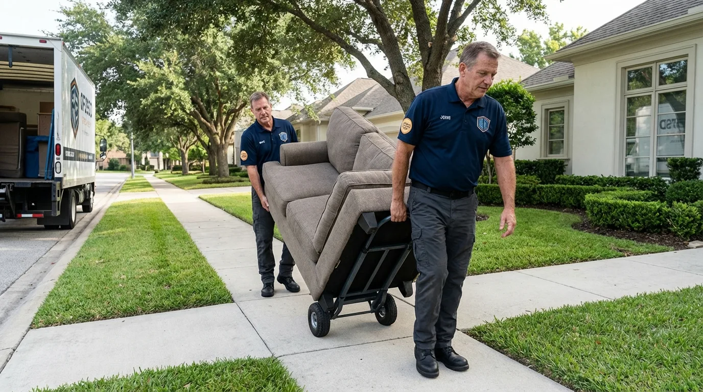 Local residential moving crew loading furniture in Greentown, IN
